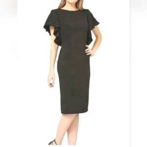 Carmen Marc Valvo Women's Size 10 Black Flutter Sleeve Dress New with Tags